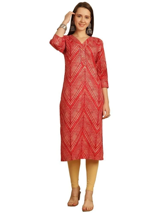 Rajnandini Cotton Blend Embellished Straight Womens Kurti - Red ( Pack of 1 ) - None