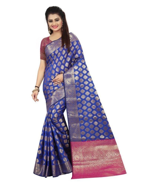 Gazal Fashions Blue Banarasi Silk Saree