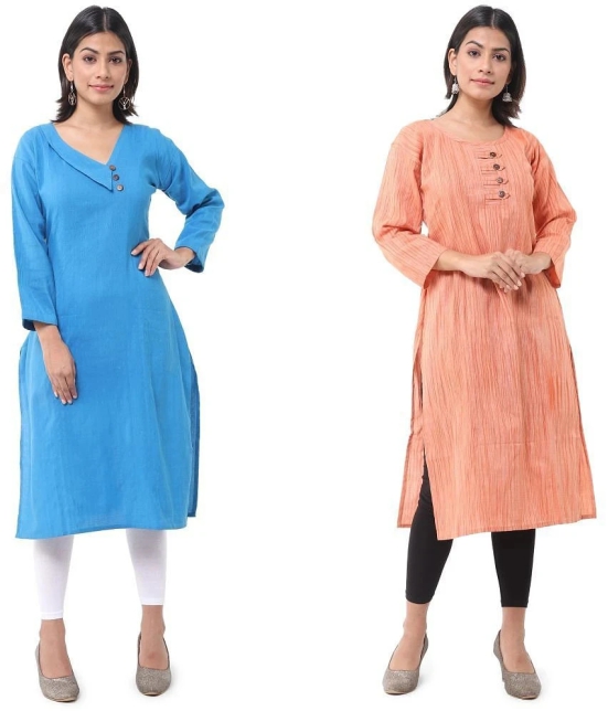 DESHBANDHU DBK - Multicolor Cotton Womens Straight Kurti ( Pack of 2 ) - None