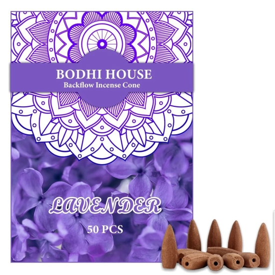 Bodhi House Backflow Natural Incense Dhoop Cones | Essential Oil Fragrant Matrix Incense Cones for Backflow Burner, Smoke Fountain | Charcoal Free Backflow Dhoop | 50 Pcs, Firdous Fragrance