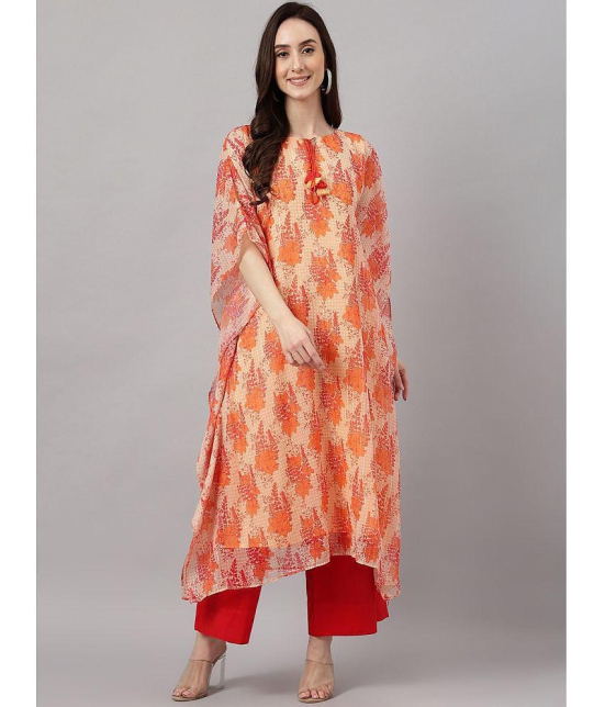 Janasya - Orange Chiffon Womens Kaftan ( Pack of 1 ) - None