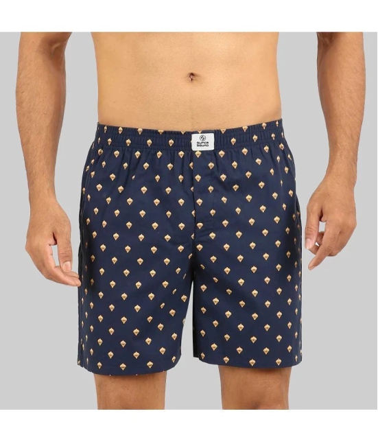 Navy Blue Cotton Mens Boxer- ( Pack of 1 ) - None