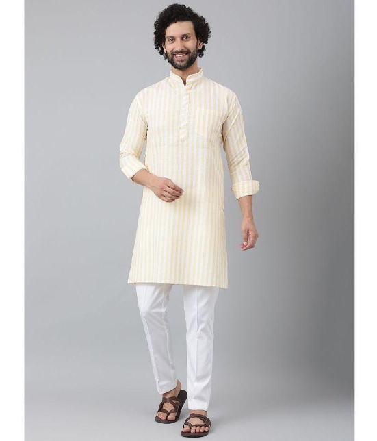 KLOSET By RIAG Cream Cotton Regular Fit Men's Kurta Pyjama Set ( Pack of 1 ) - None