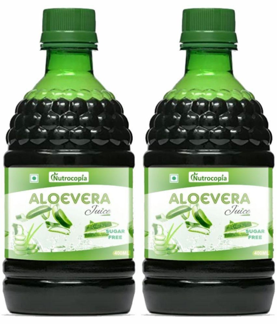 NUTROCOPIA Aloe Vera Juice | For Glowing Skin & Healthy Hair | Organic & Natural Juice Made With Cold Pressed Aloe Vera 400 ML - Pack of 2