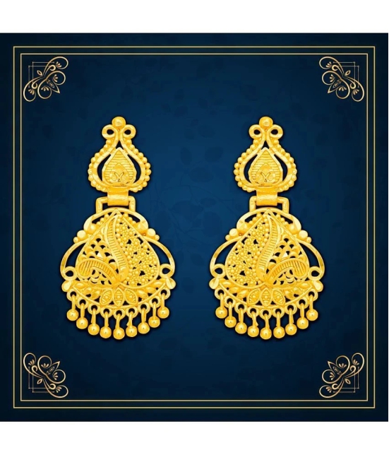 LUV FASHION Golden Drop Earrings ( Pack of 1 ) - Golden