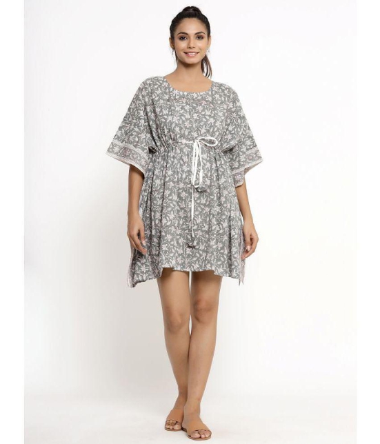 KIPEK - Grey Cotton Women's Nightwear Kaftan ( Pack of 1 ) - None