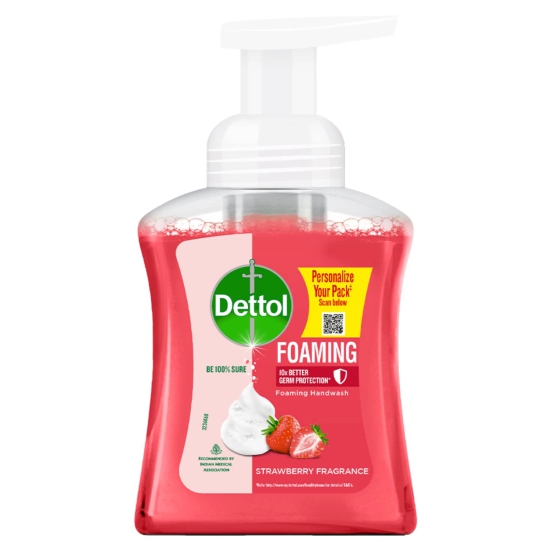 Dettol Foaming Handwash Pump - Strawberry, Rich Foam, Moisturizing Hand Wash, Soft On Hands, 250Ml