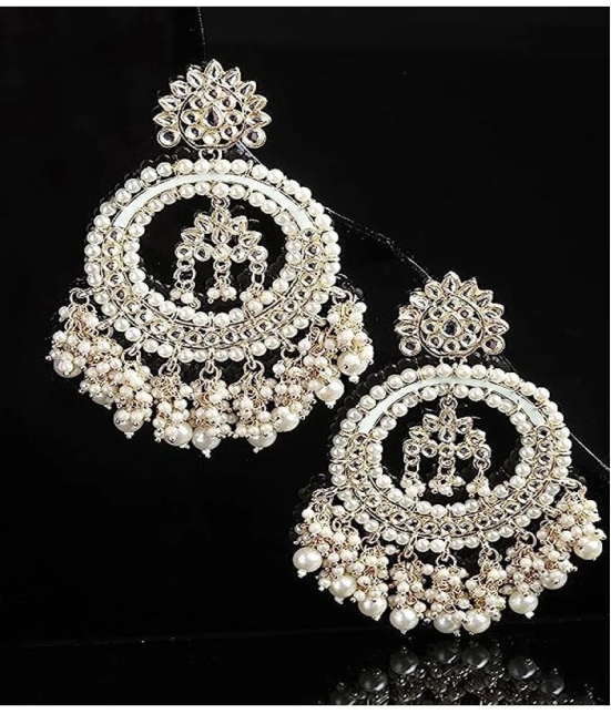 Padmavati Bangles White Chandbalis Earrings ( Pack of 1 ) - White