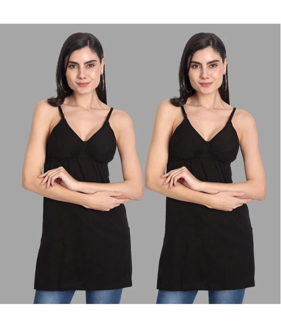 AIMLY Cotton Camisoles - Black Pack of 2 - None