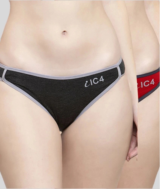 IC4 Pack of 2 Cotton Lycra Solid Womens Bikini Panties ( Multi Color ) - 3XL