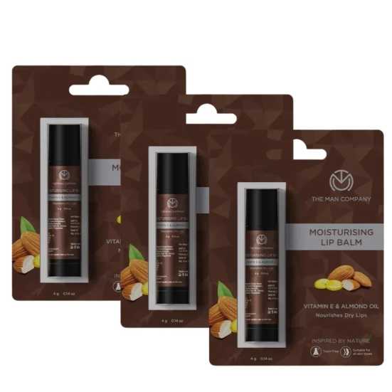 Moisturising Lip Balm | Vitamin E & Almond Oil Pack of 3