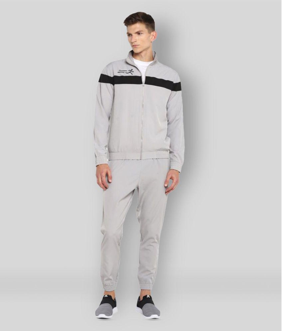 YUUKI - Light Grey Polyester Regular Fit Striped Mens Sports Tracksuit ( Pack of 1 ) - L