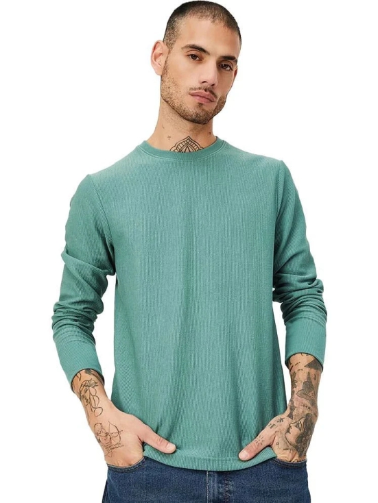 Leotude Cotton Blend Regular Fit Striped Full Sleeves Mens Round T-Shirt - Green ( Pack of 1 ) - None