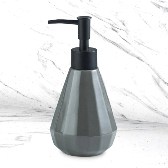 UMAI Liquid Soap Dispenser  Stoneware  Bathroom Sanitizer Lotion Shampoo Dispenser  Ceramic Handwash Bottle for Kitchen  Soap Dispenser for Wash Basin  Bathroom Accessories  250 ml Grey-UMAI Liqu