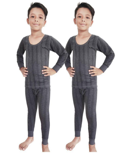 HAP Kids Full Sleeves Thermal Top & Pajama Set (Pack Of Two) Grey | For Boys & Girls |Winter Inners - None