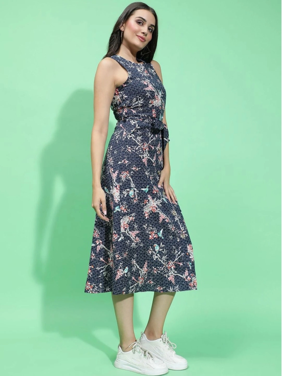 Oxolloxo Floral Print A-Line Midi Dress