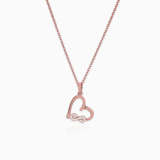 Rose Gold Infinity Heart Pendant with Link Chain