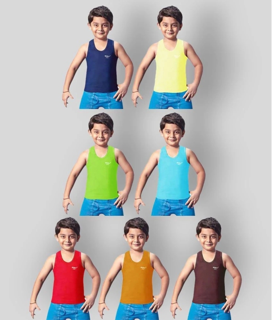 Dixcy Josh Fine Cotton Multicolor Sleeveless Vests for Kids/Boys - Pack of 7 - None