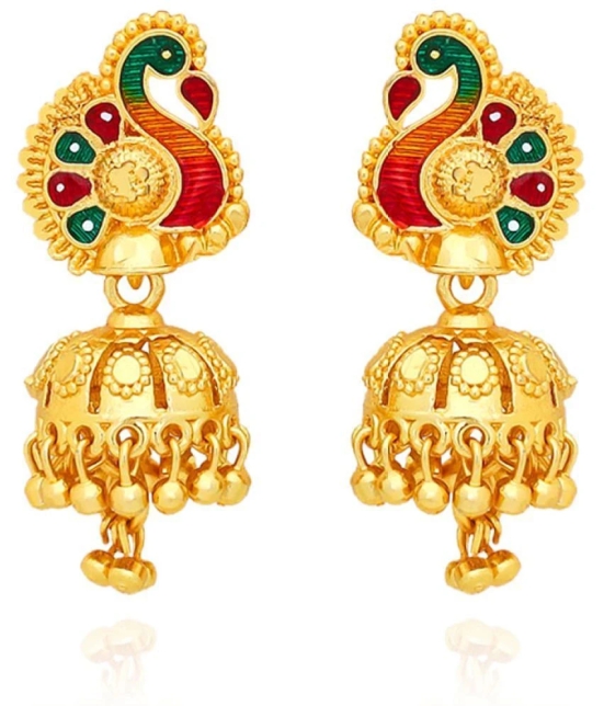 LUV FASHION Golden Jhumki Earrings ( Pack of 1 ) - Golden