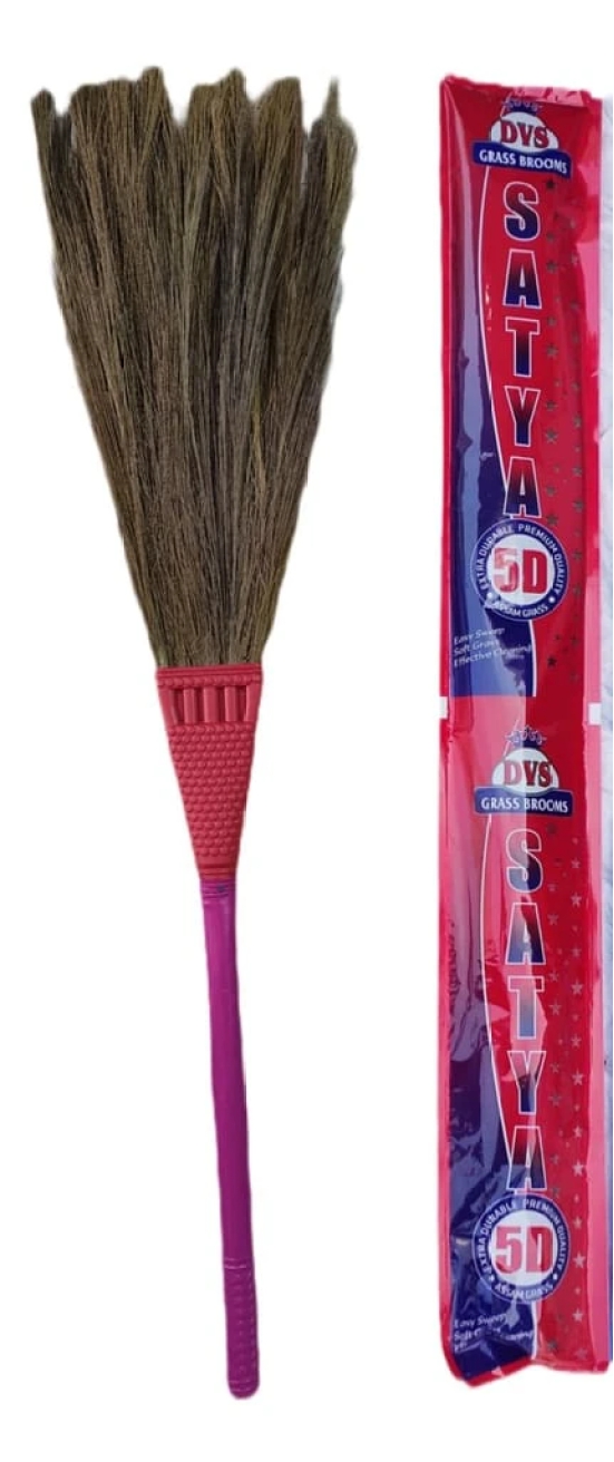 Grass Broom - Most Suitable for Sweeping Large Areas with Unique Acupressure Handle for Less Strain