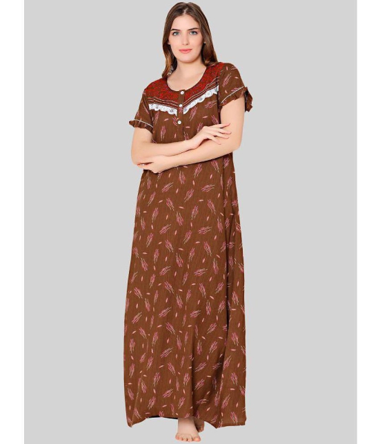 Bodycare - Brown Cotton Womens Nightwear Nighty & Night Gowns ( Pack of 1 ) - None