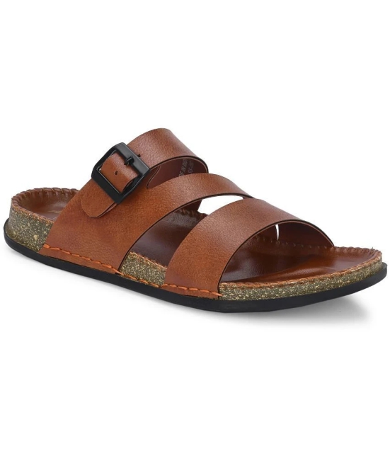 Leeport Tan Mens Leather Slipper - None