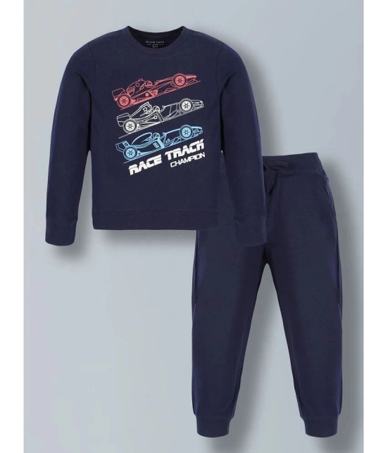 PLUM TREE Pack of 1 Boys Cotton T-Shirt & Trackpants ( Navy ) - None