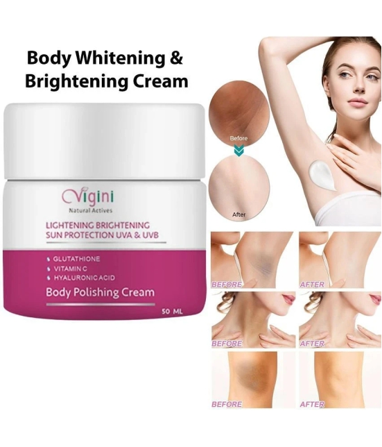 Vigini 100% Natural Actives Skin Lightening Brightening Body Whitening Polishing D Tan Underarm Kojic & Hyaluronic Acid Cream