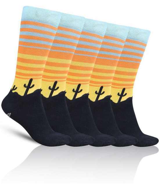 Dollar - Cotton Men's Printed Yellow Full Length Socks ( Pack of 5 ) - Yellow