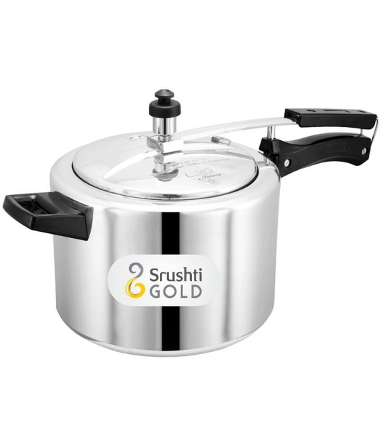 Srushti Gold 5 L Aluminium InnerLid Pressure Cooker Gas Stovetop Compatible