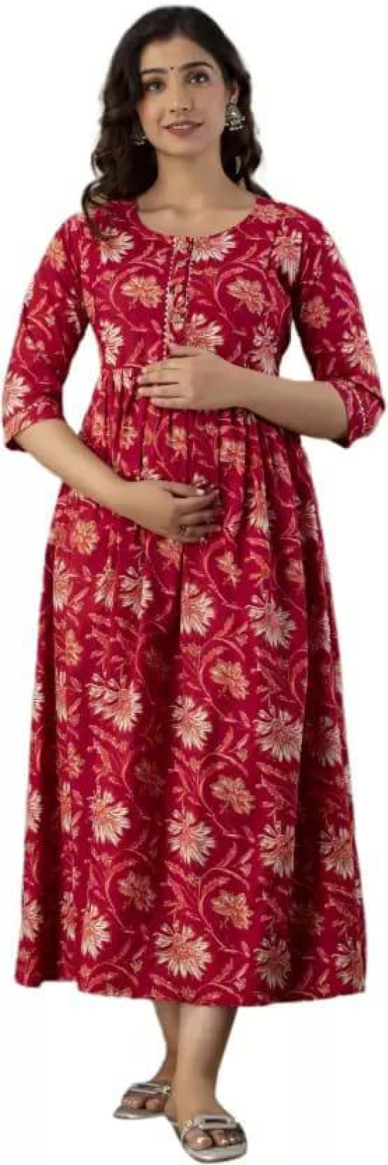 PALANI-HUB Women Maternity/Nursing Nighty  (Maroon)