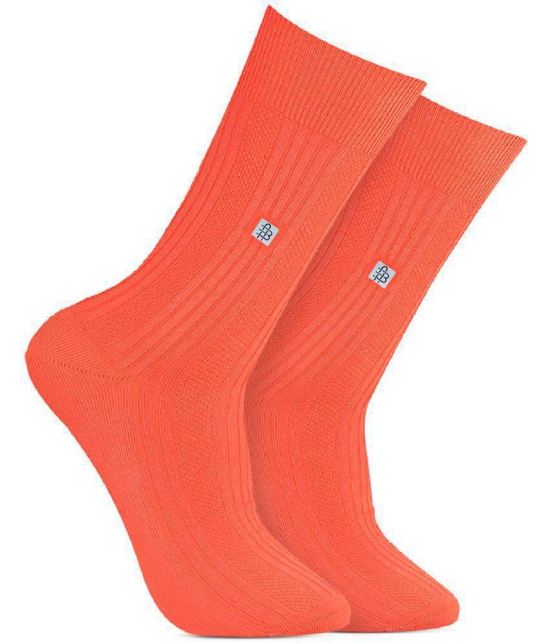 Bonjour - Orange Cotton Blend Mens Full Length Socks ( Pack of 1 ) - Orange