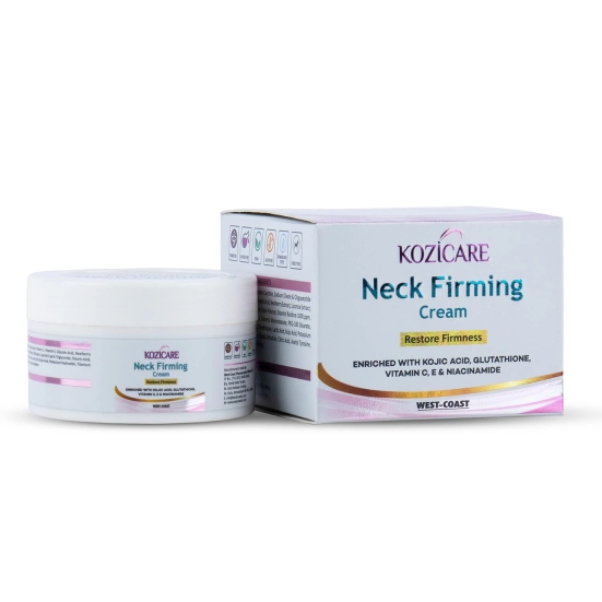 Kozicare Neck Firming Cream: Glutathione, Vitamin C, E, Niacinamide, Kojic Acid. Tightens, firms, reduces wrinkles, nourishes, heals skin. 50gm.-Kozicare Neck Firming Cream: 0.01% Glutathione, 2%