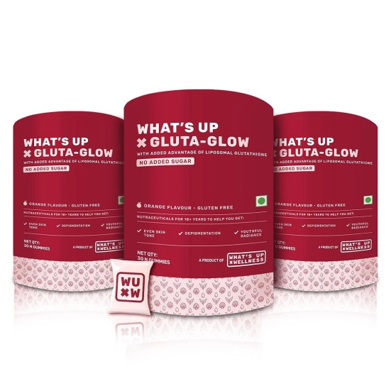 Whats Up Wellness Gluta-Glow Gummies: Radiant Skin, Depigmentation, Detox, No Added Sugar, Indias First Liposomal Glutathione Gummy-Whats Up Wellness Gluta-Glow Gummies | Radiant Skin | Detox |