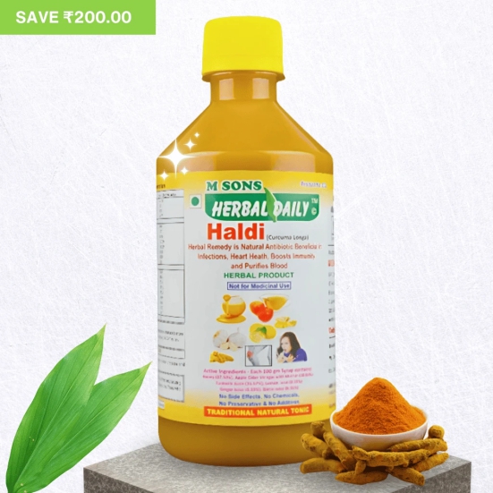 Herbal Daily Haldi | 4X Immunity Action | Joint Support Supplement | Allergy Asthma Arthritis Care Juice Ayurvedic 400Ml 1 Bottle