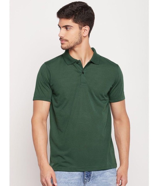 UBX Cotton Regular Fit Solid Half Sleeves Mens Polo T Shirt - Olive Green ( Pack of 1 ) - None