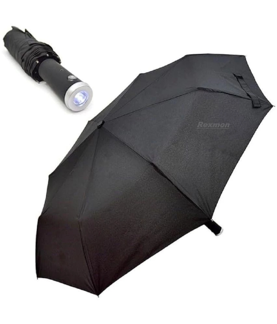 NAMRA Umbrella Portable Travel Torch Umbrella|Umberallas for Rain Big Size|3 Fold with Auto Open and Close Umbrella |Perfect Car Umbrella, Backpack (Black Umbrella with LED light) - Multi