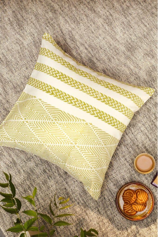 Aaira Small Green Patterned Cushion Cover