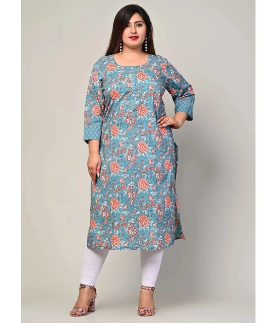 Swasti - Blue Cotton Womens Straight Kurti ( Pack of 1 ) - None