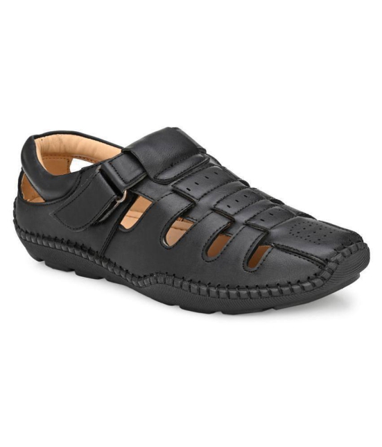 SHENCES Black Faux Leather Sandals - 7