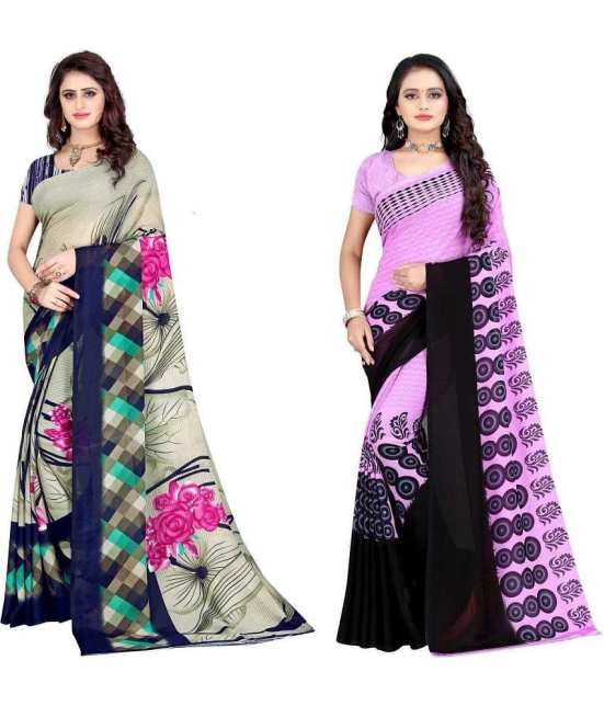 LEELAVATI - Multicolor Georgette Saree With Blouse Piece ( Pack of 2 ) - Multicolor