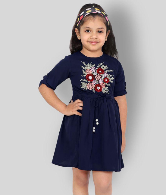 Naughty Ninos - Navy Blue Polyester Girl's A-line Dress ( Pack of 1 ) - None