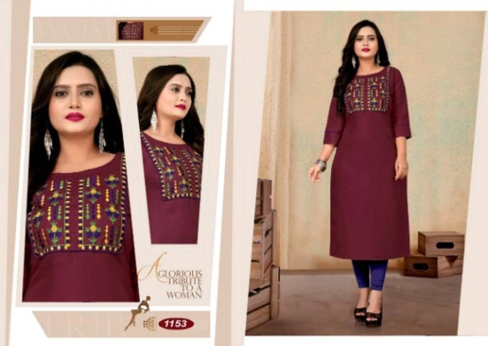 Plus Size Embroidery Cotton Kurti For Womens and Girls-2XL / Maroon