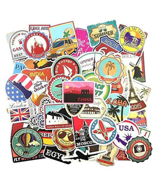 iDream Retro Travel Landmark Waterproof Postage Building Decal Sticker DIY for Toys, Suitcase, Scrapbook, Laptop, Guitar etc. (Set of 100)