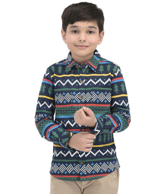 JusCubs Boys Loop Knitted Toddlers All Over Print Shirt - Navy Blue (Pack of 1) - None