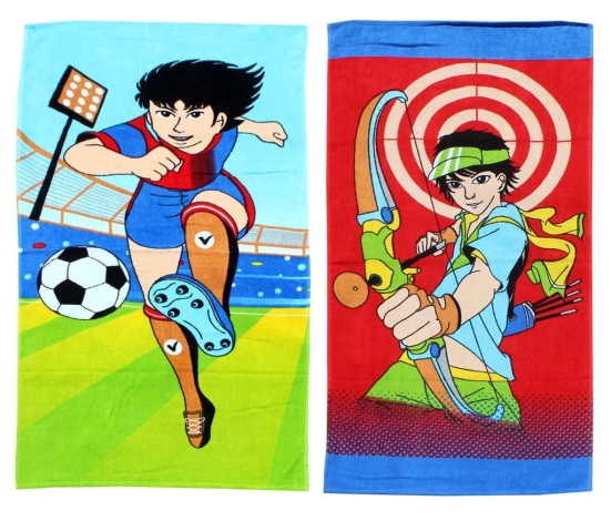 Mandhania Cotton Cartoon Printed Kids Bath Towel for Boys N Girls Pack of 2