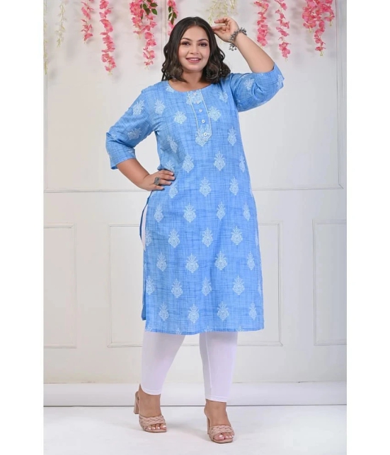 Swasti Cotton Printed Straight Womens Kurti - Blue ( Pack of 1 ) - None