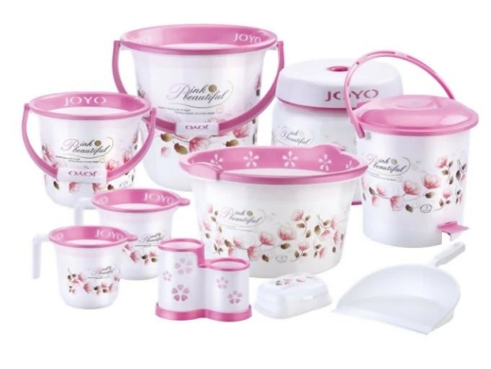 Joyo Jumbo Printed 10-Piece Bathroom Set (pink)