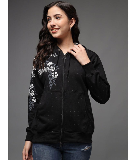 eWools.in Cotton Blend Womens Hooded Sweatshirt ( Black ) - None