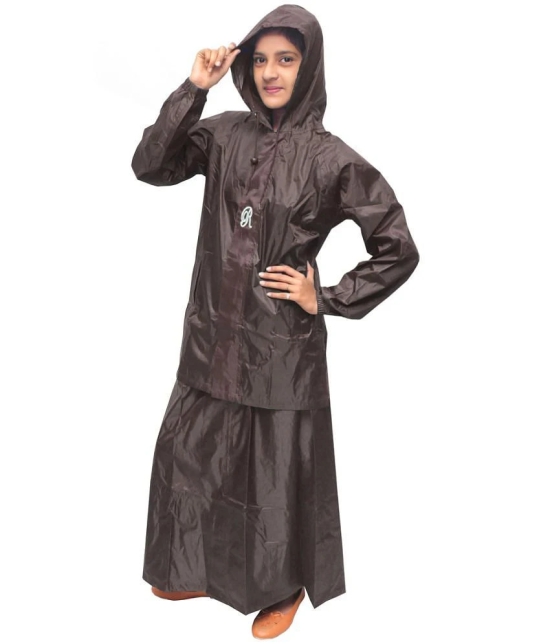 Goodluck Waterproof Nylon Raincoat Set - Brown - None